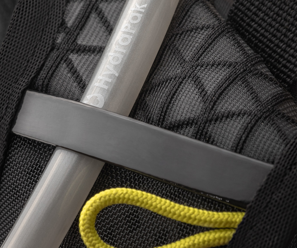 Hydration reservoir storage integrated into technical backpack