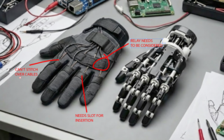 Split comparison showing AI rendering vs real-world soft goods prototyping process including pattern pieces and seam construction