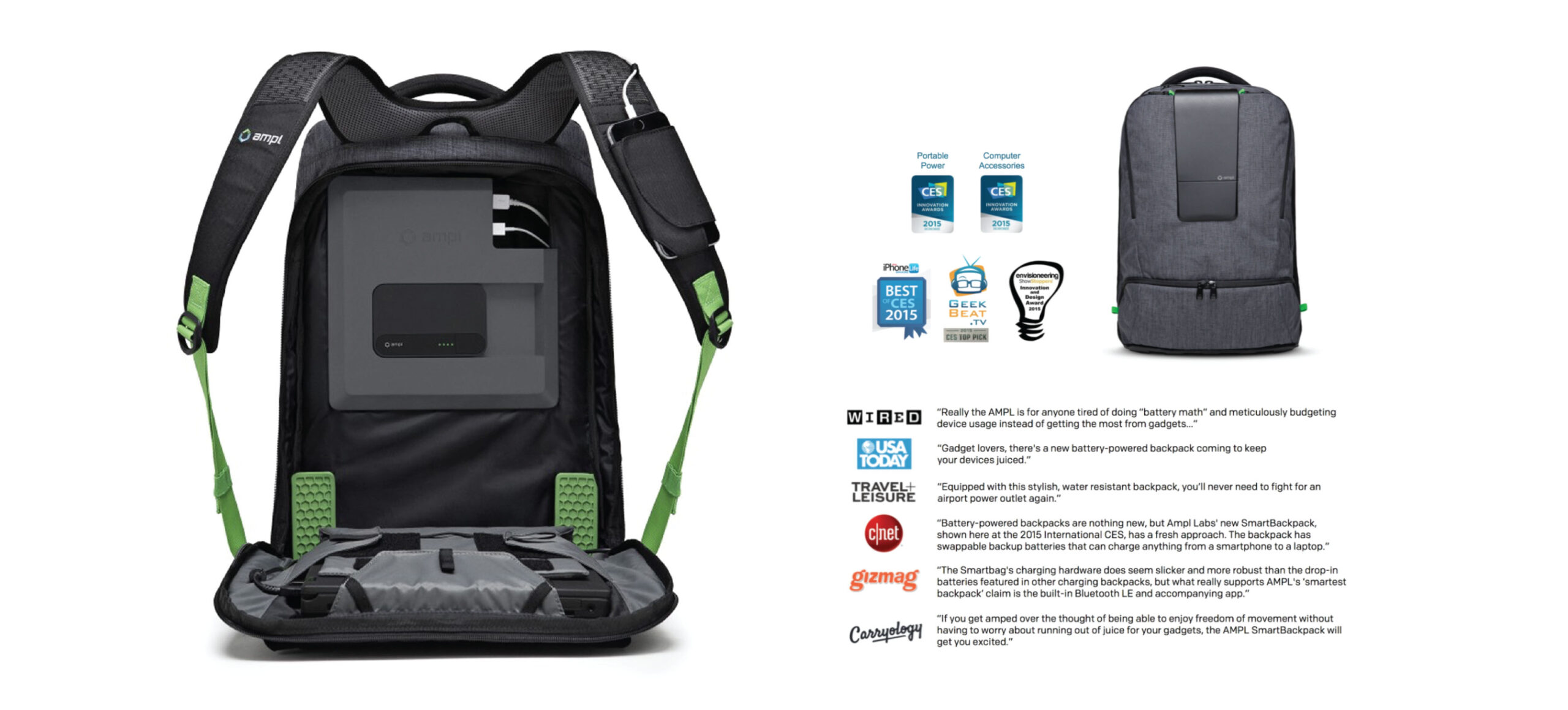 AMPL smart backpack integrating electronics into soft goods system