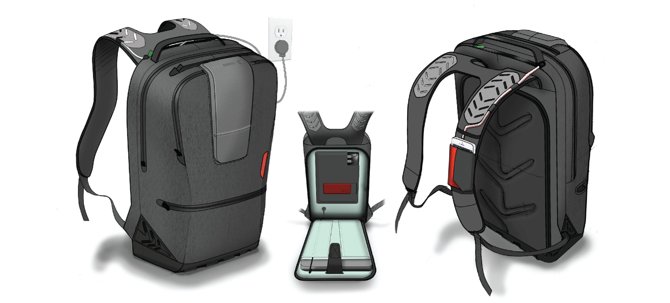 Soft goods smart backpack design with integrated electronics