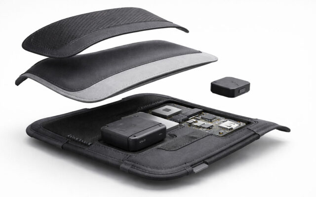 Exploded view of soft goods product integrating electronics and textile construction