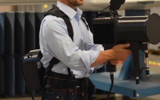 Wearable soft goods product prototype being tested for comfort, movement, and fit