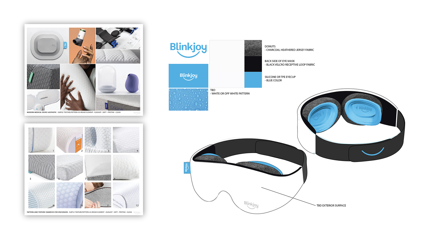Close-up of BlinkJoy sleep mask materials and construction details